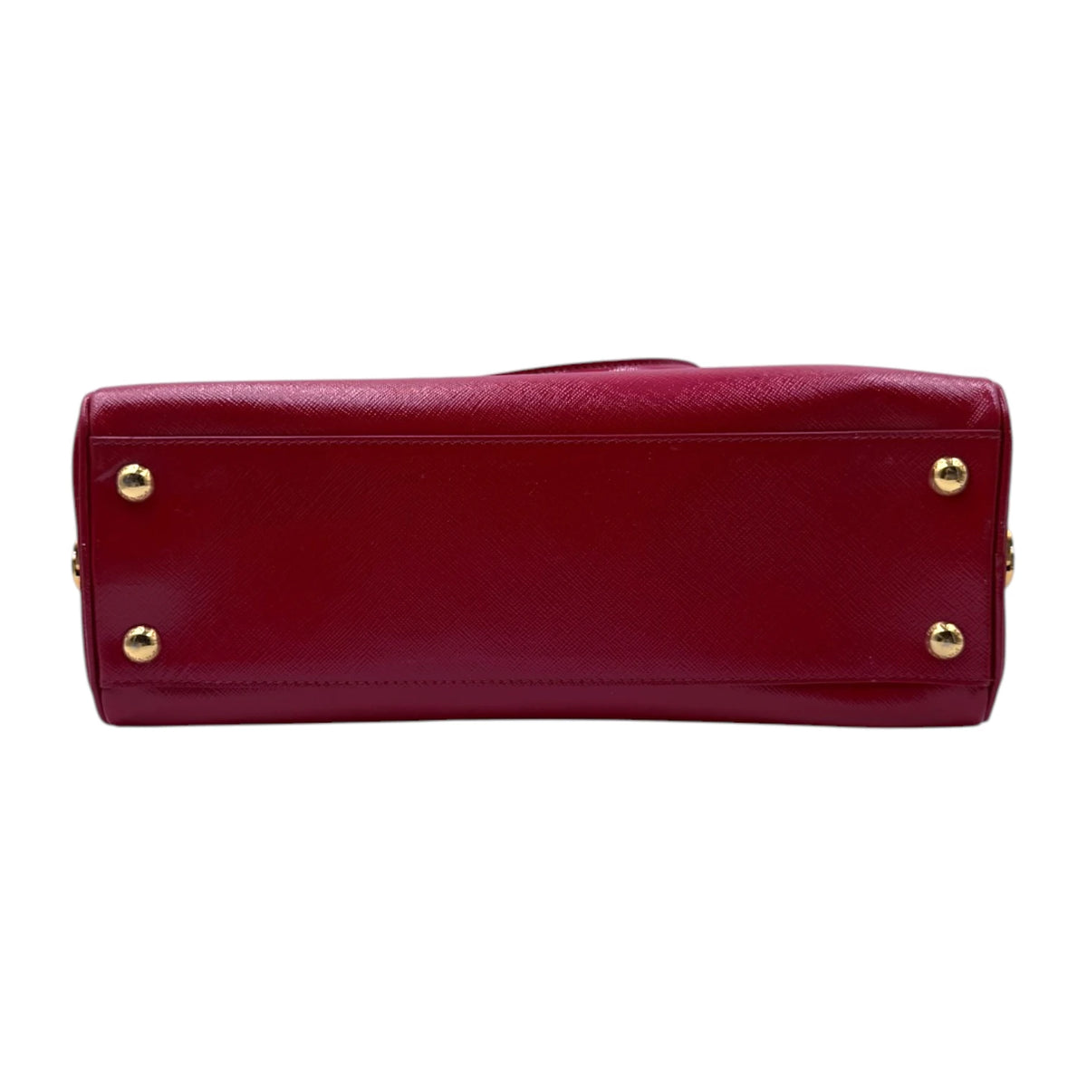 Prada Saffiano Vernice Pyramid Frame Top Handle Bag