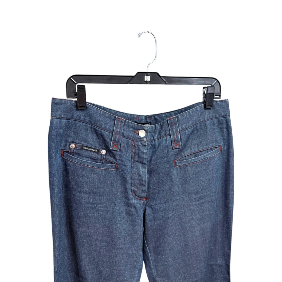 Dolce & Gabbana Leather Patch Pocket Dark Wash Jeans