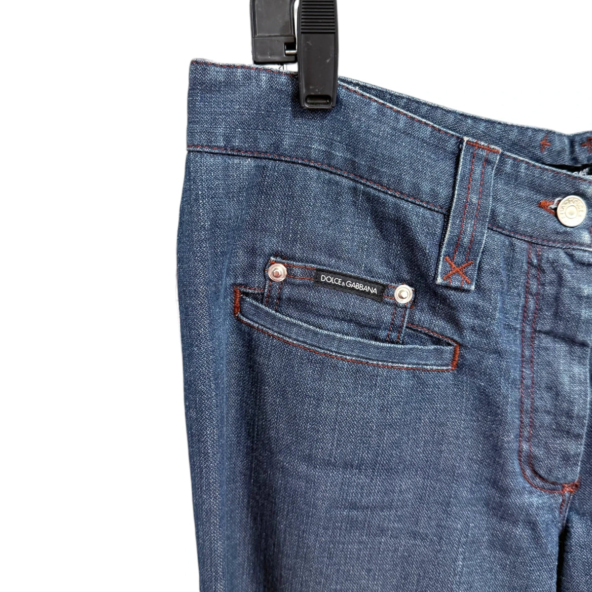 Dolce & Gabbana Leather Patch Pocket Dark Wash Jeans