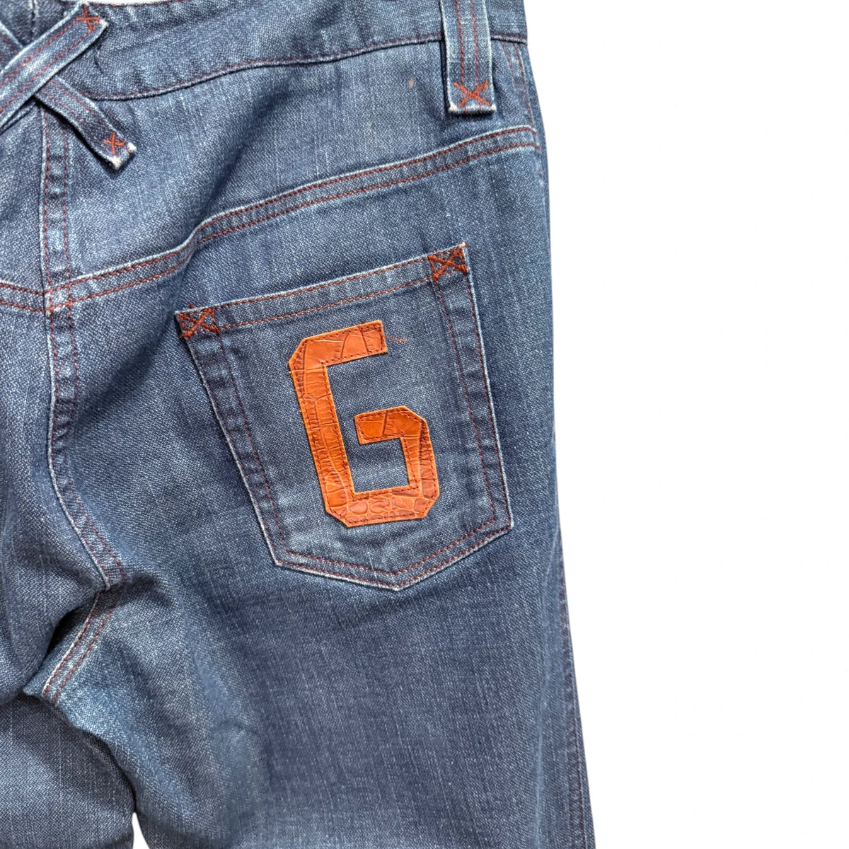 Dolce & Gabbana Leather Patch Pocket Dark Wash Jeans