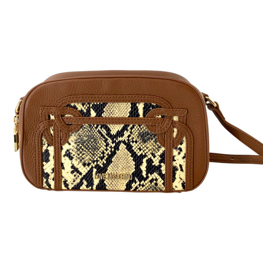 Love Moschino Snake-Print Textured Leather Shoulder Bag