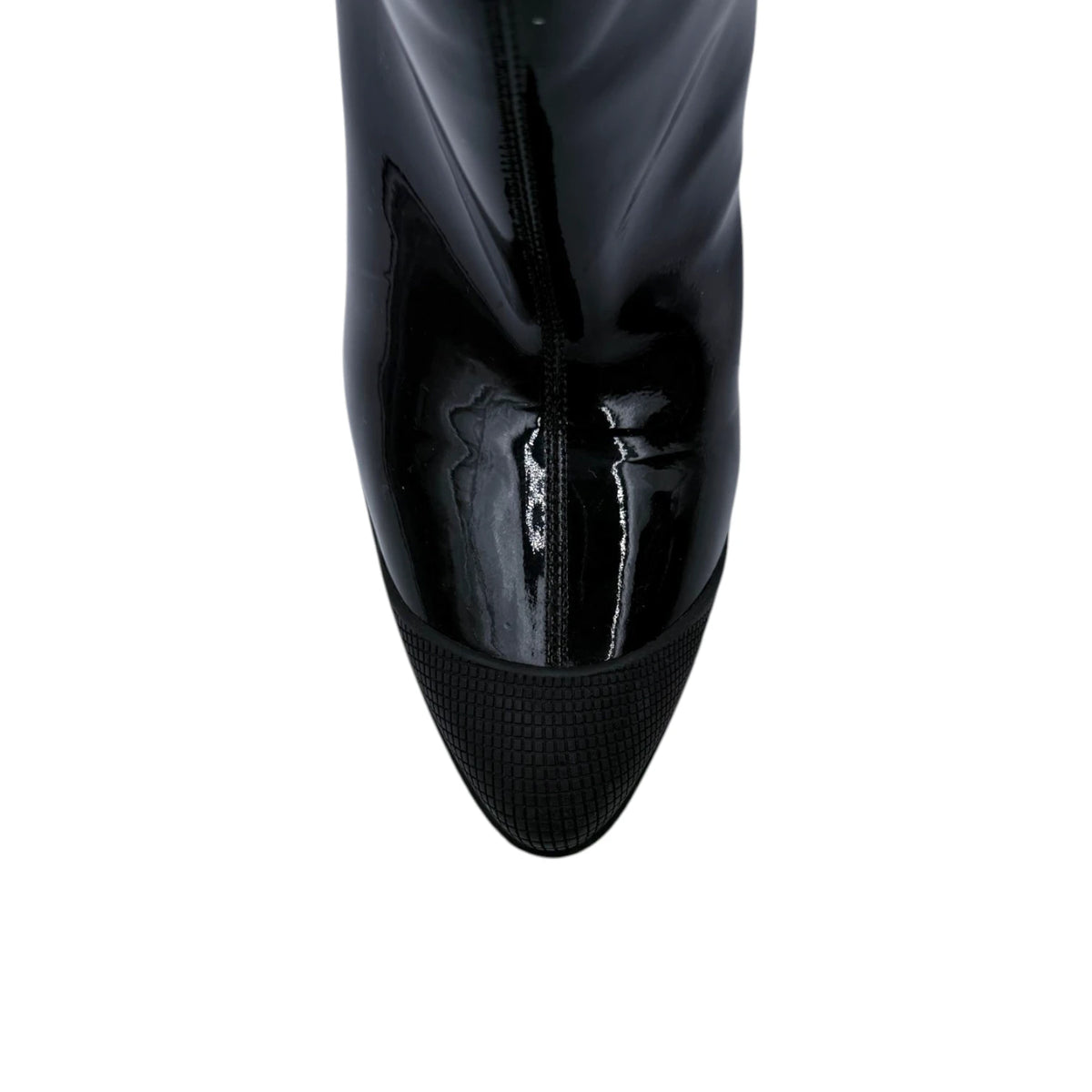 Miu Miu Black Patent Leather Drawstring Heeled Boots