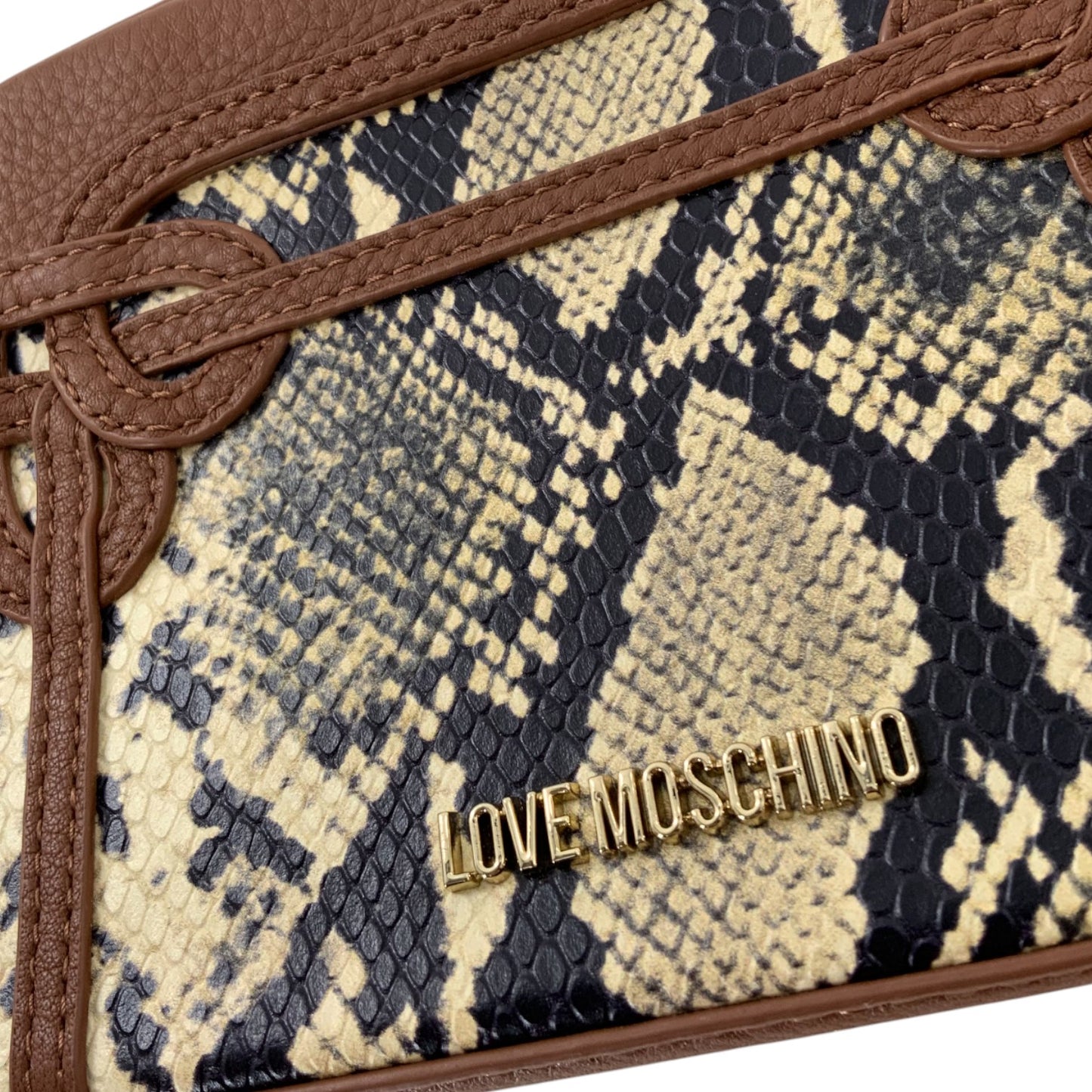 Love Moschino Snake-Print Textured Leather Shoulder Bag