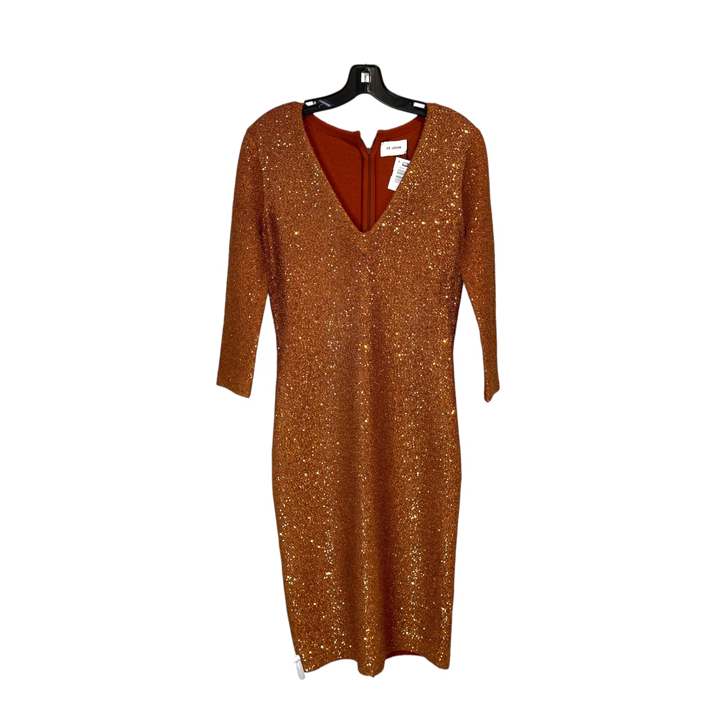 St. John Sequin Metallic V-neck Dress