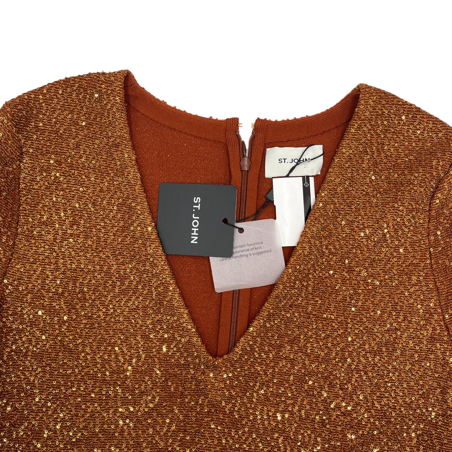 St. John Sequin Metallic V-neck Dress