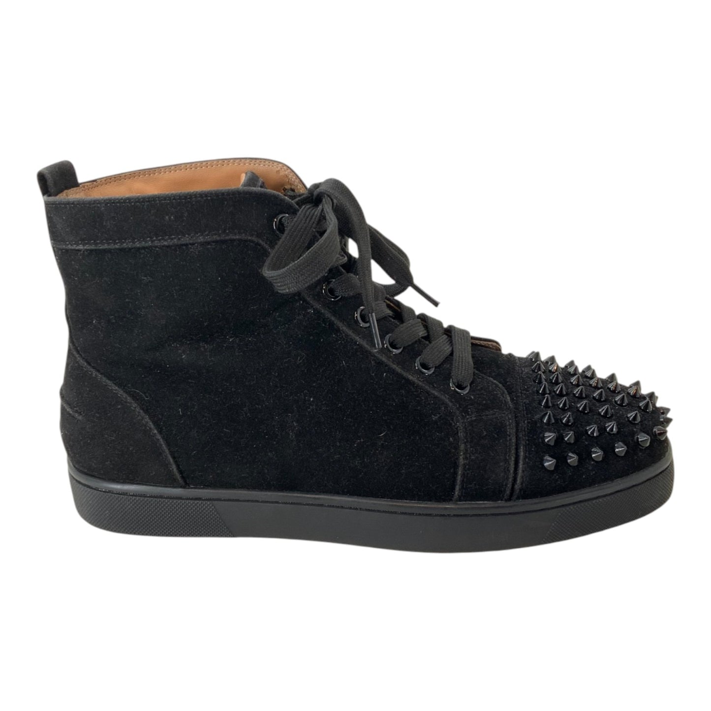 Christian Louboutin Studded Toe Black Suede Sneakers