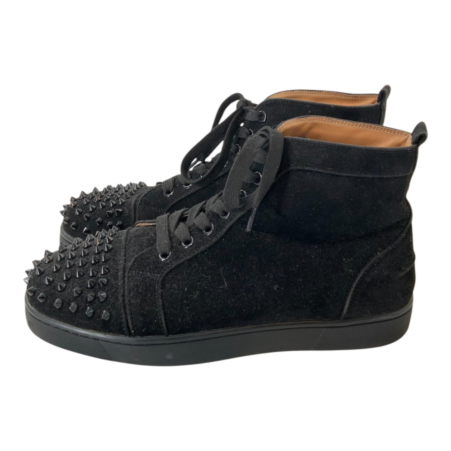 Christian Louboutin Studded Toe Black Suede Sneakers