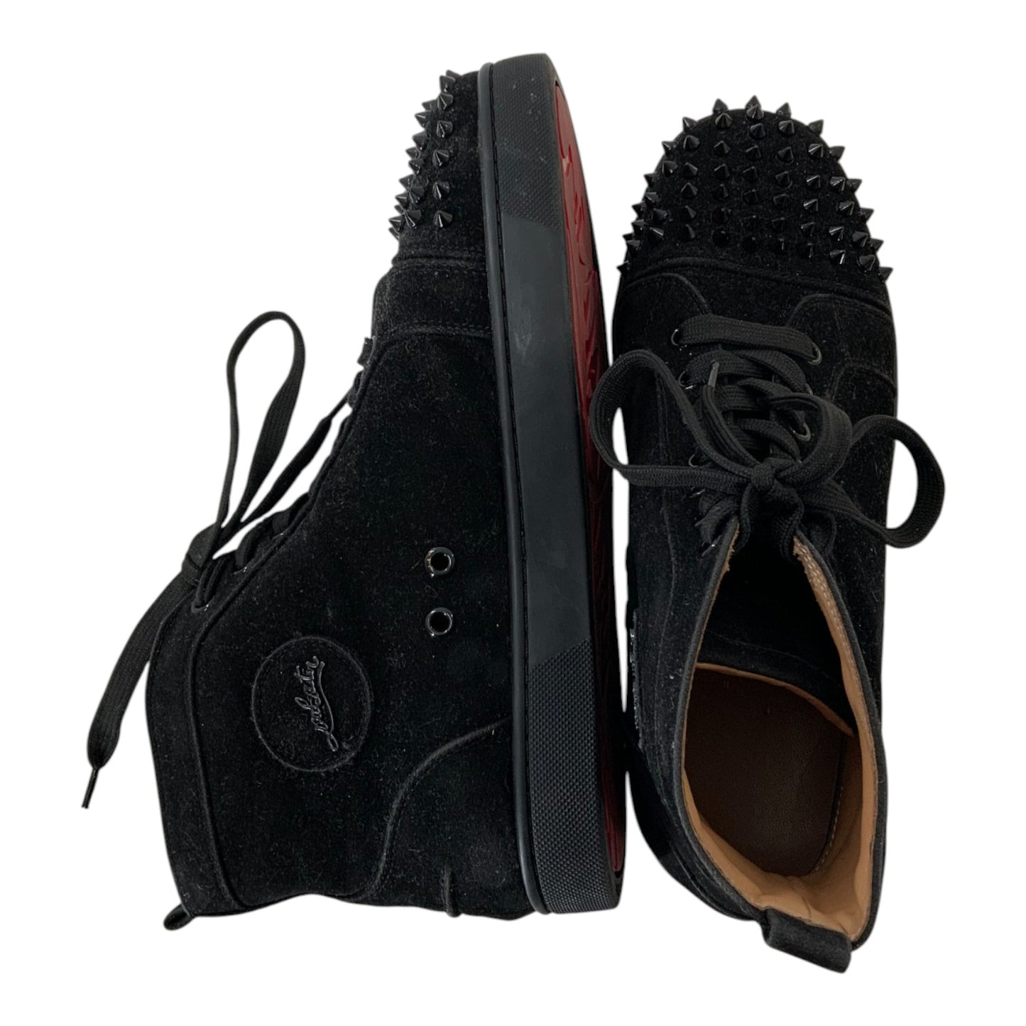 Christian Louboutin Studded Toe Black Suede Sneakers