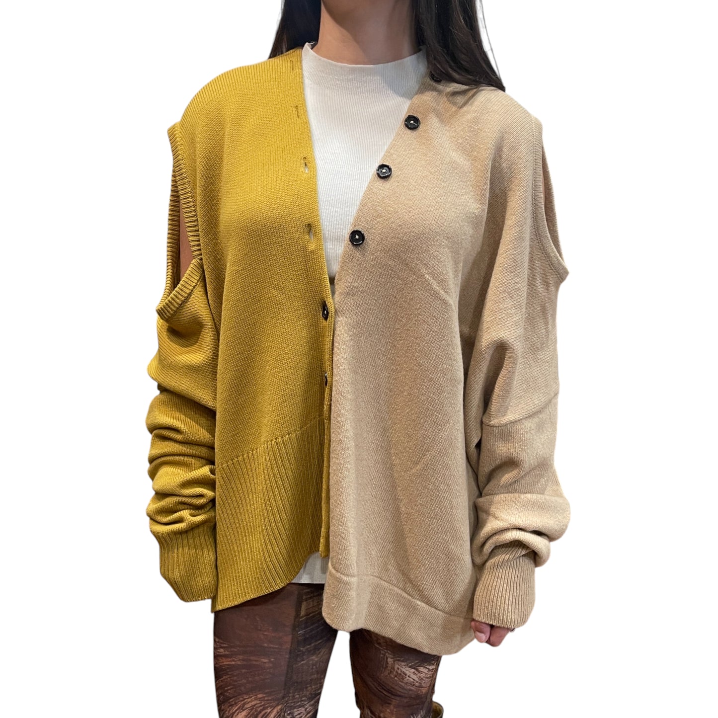 Marni Asymmetrical Two-Tone Cardigan