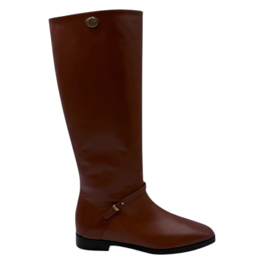 Gucci Cognac GG Riding Boots