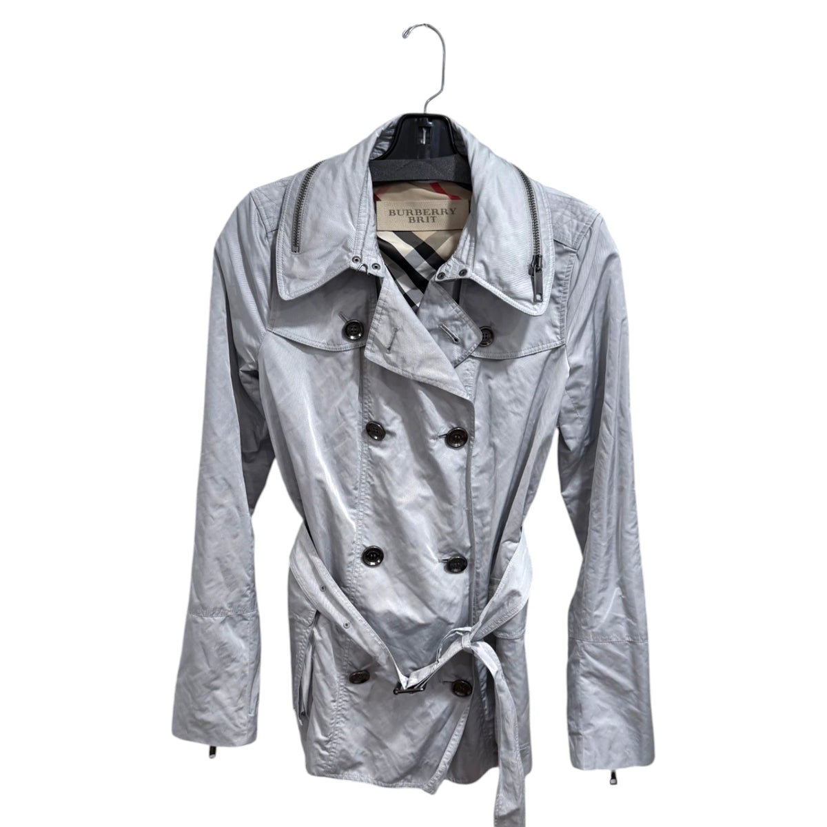 Burberry Brit Kerringdale Dove Grey Short Trench Coat