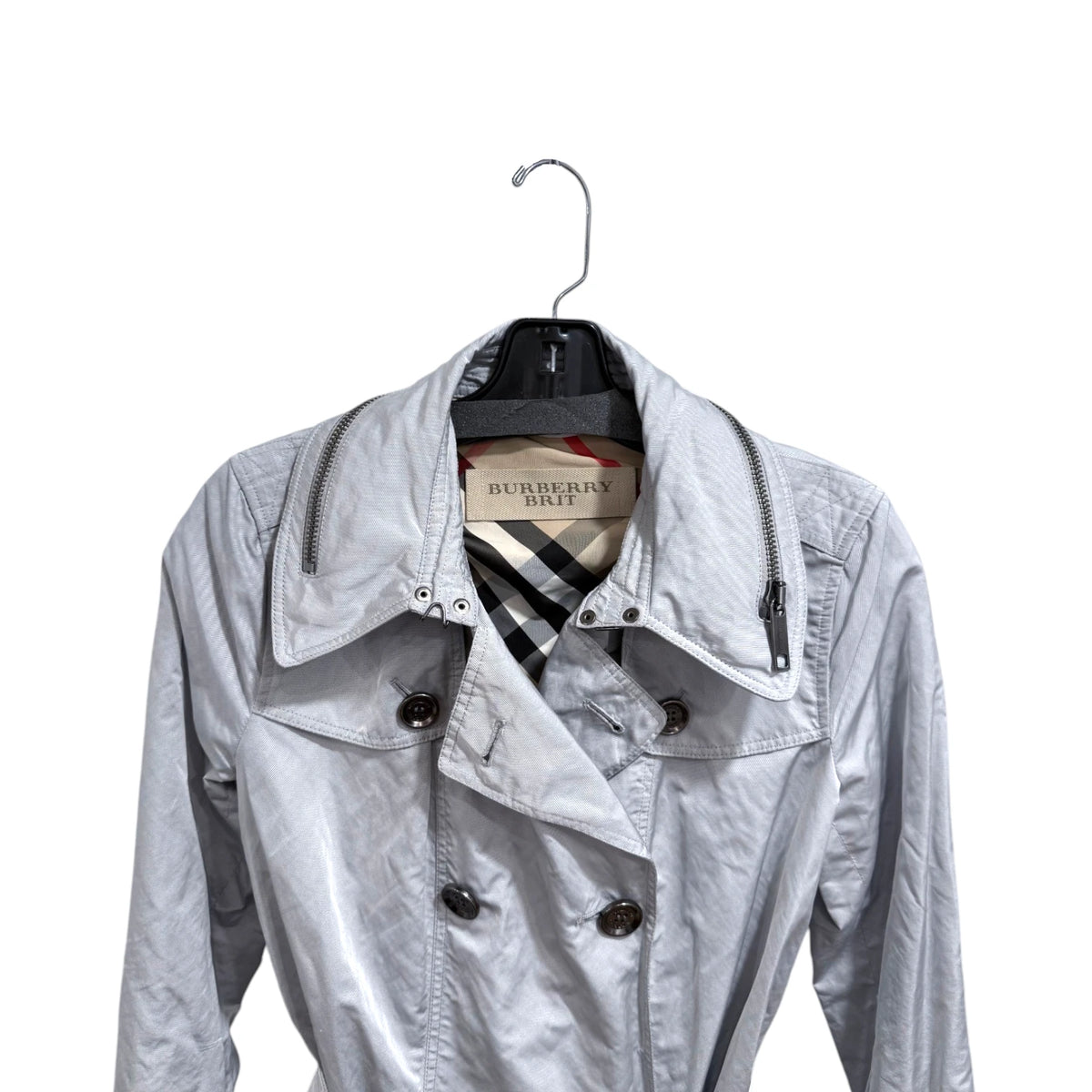 Burberry Brit Kerringdale Dove Grey Short Trench Coat