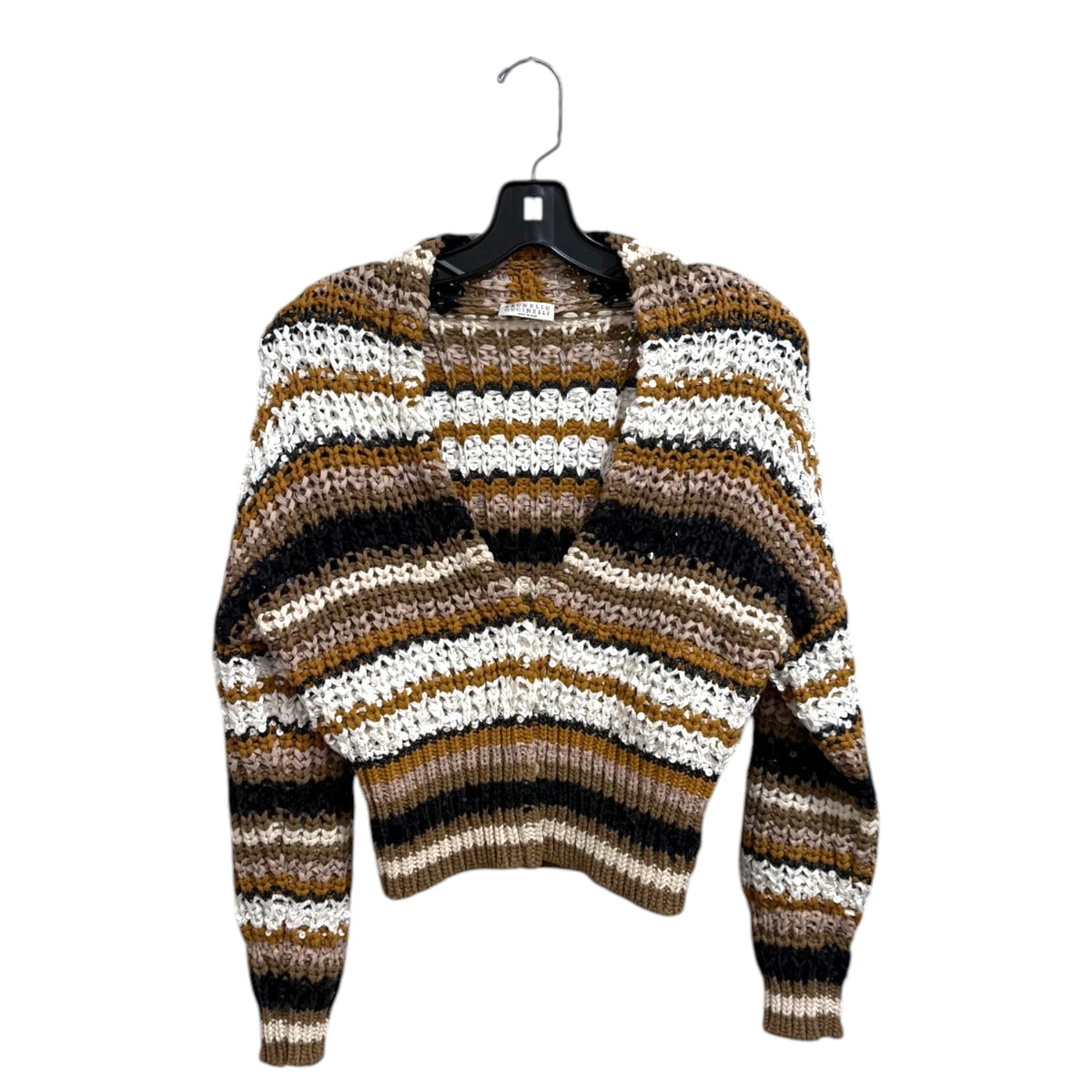 Brunello Cucinelli Cropped Sequin Striped Cardigan