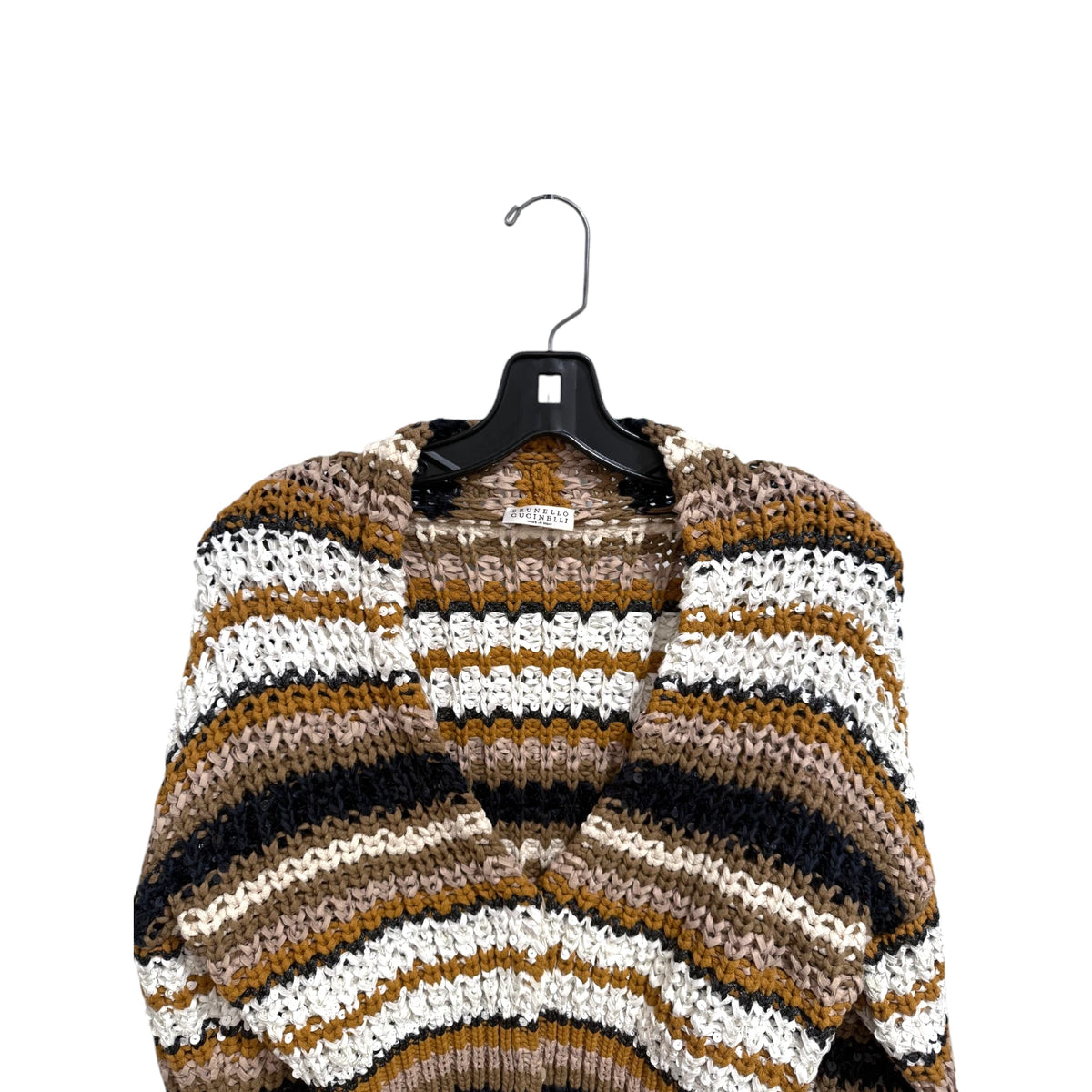 Brunello Cucinelli Cropped Sequin Striped Cardigan