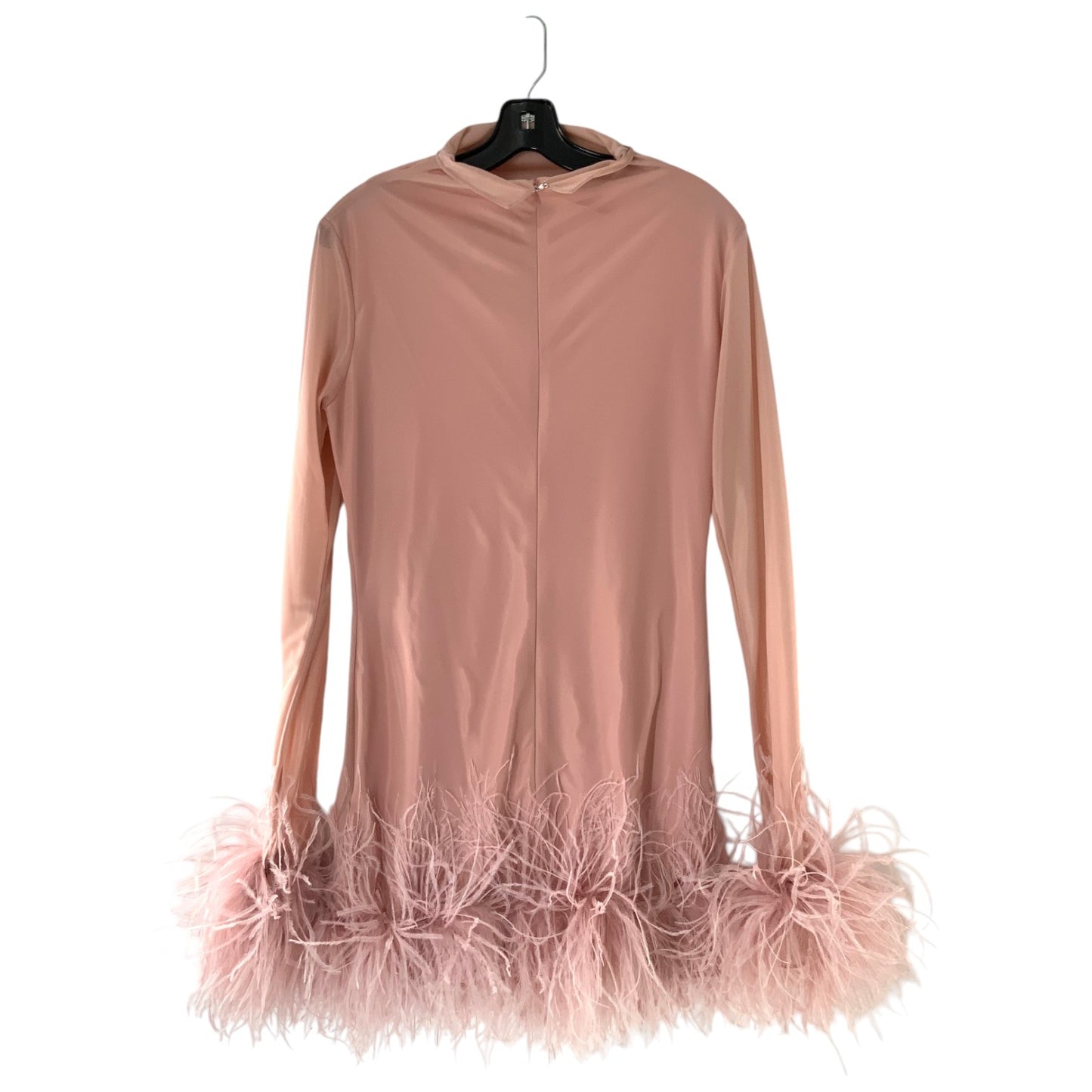 16Arlington Pink Feather Trimmed Long Sleeve Dress