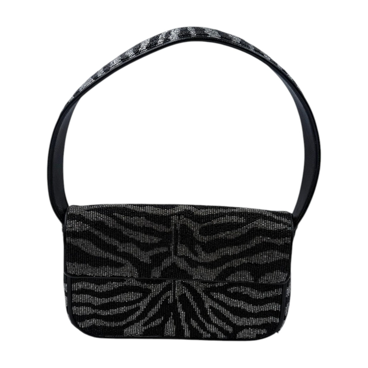 STAUD Zebra Tommy Beaded Shoulder Bag