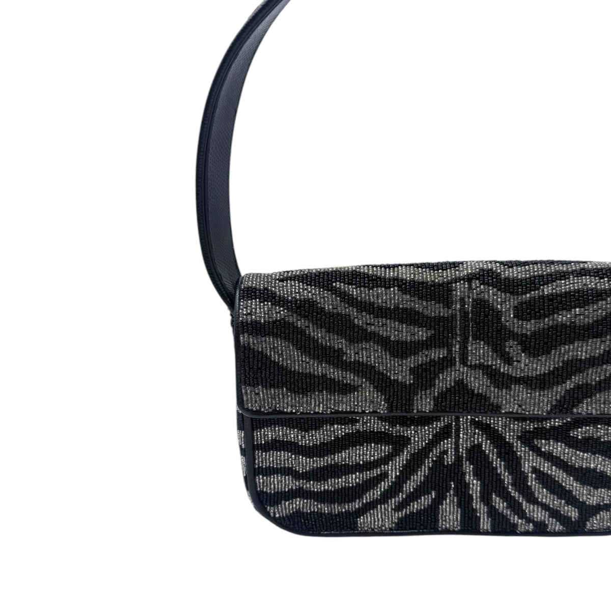 STAUD Zebra Tommy Beaded Shoulder Bag