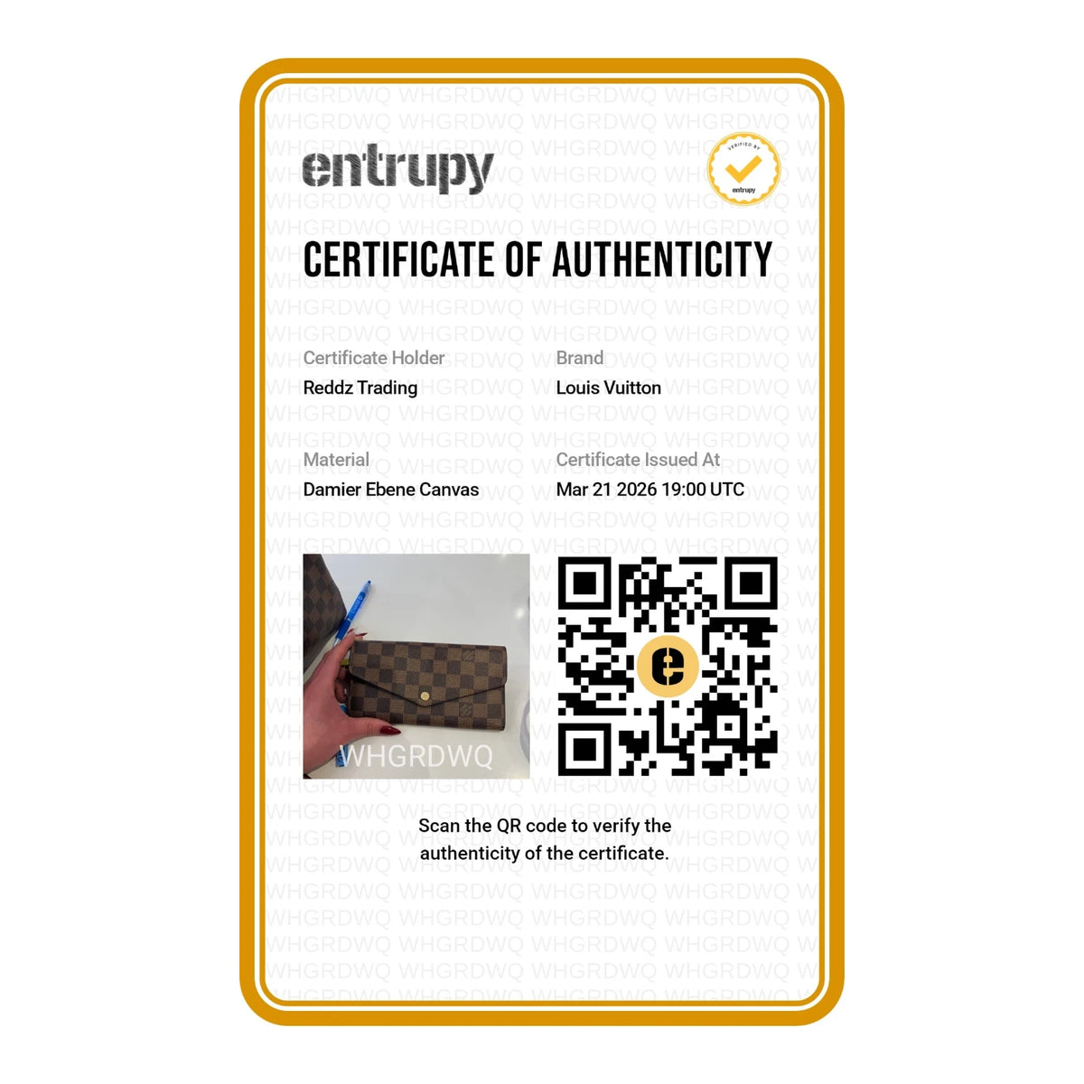 Authentication certificate