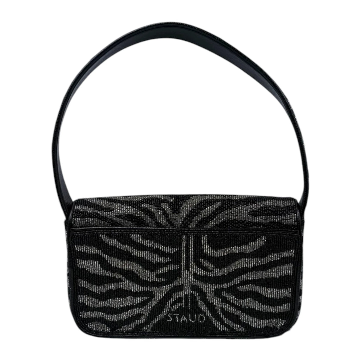 STAUD Zebra Tommy Beaded Shoulder Bag