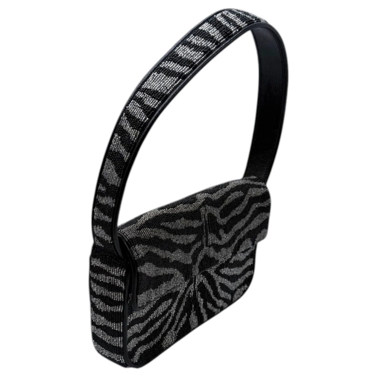 STAUD Zebra Tommy Beaded Shoulder Bag