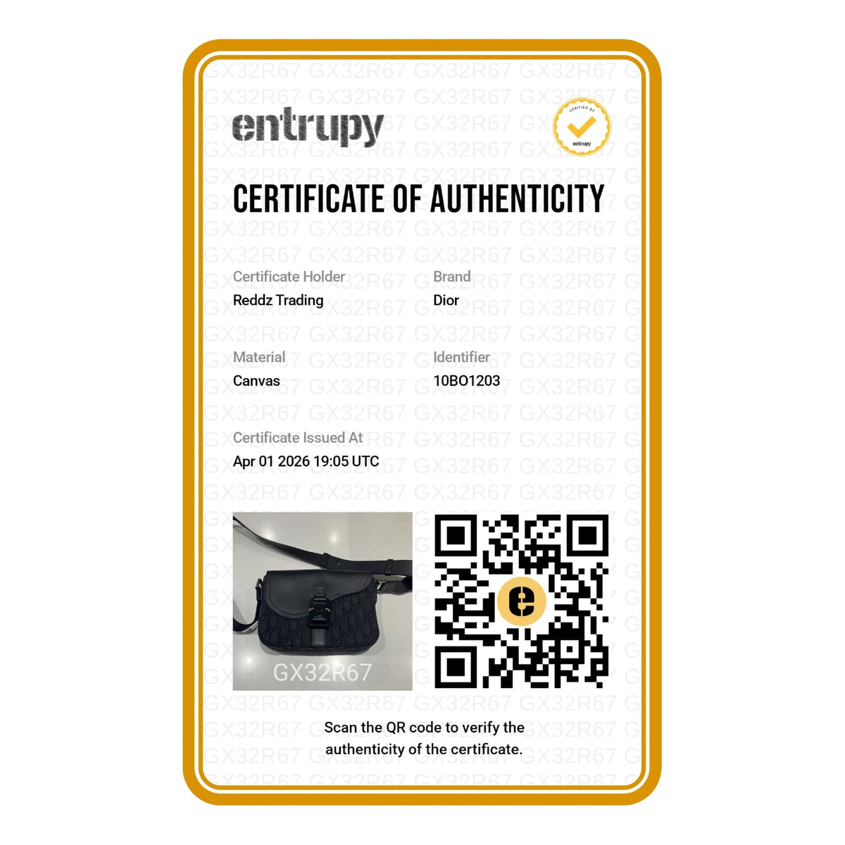 Authentication certificate
