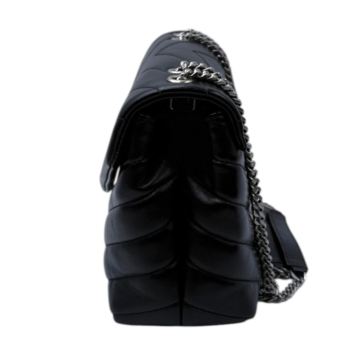 Saint Laurent Calfskin Quilted Chevron Loulou Small Shoulder Bag