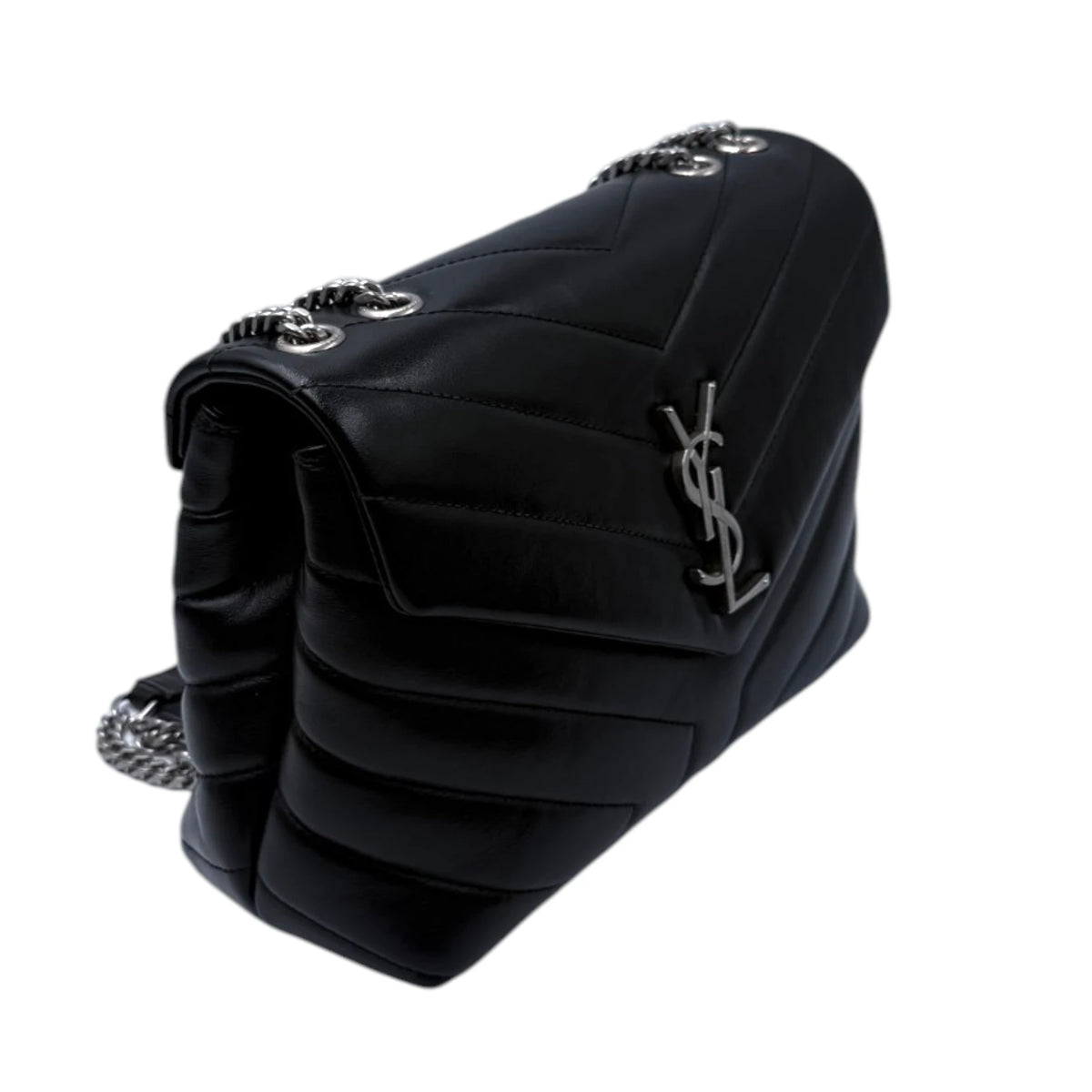 Saint Laurent Calfskin Quilted Chevron Loulou Small Shoulder Bag