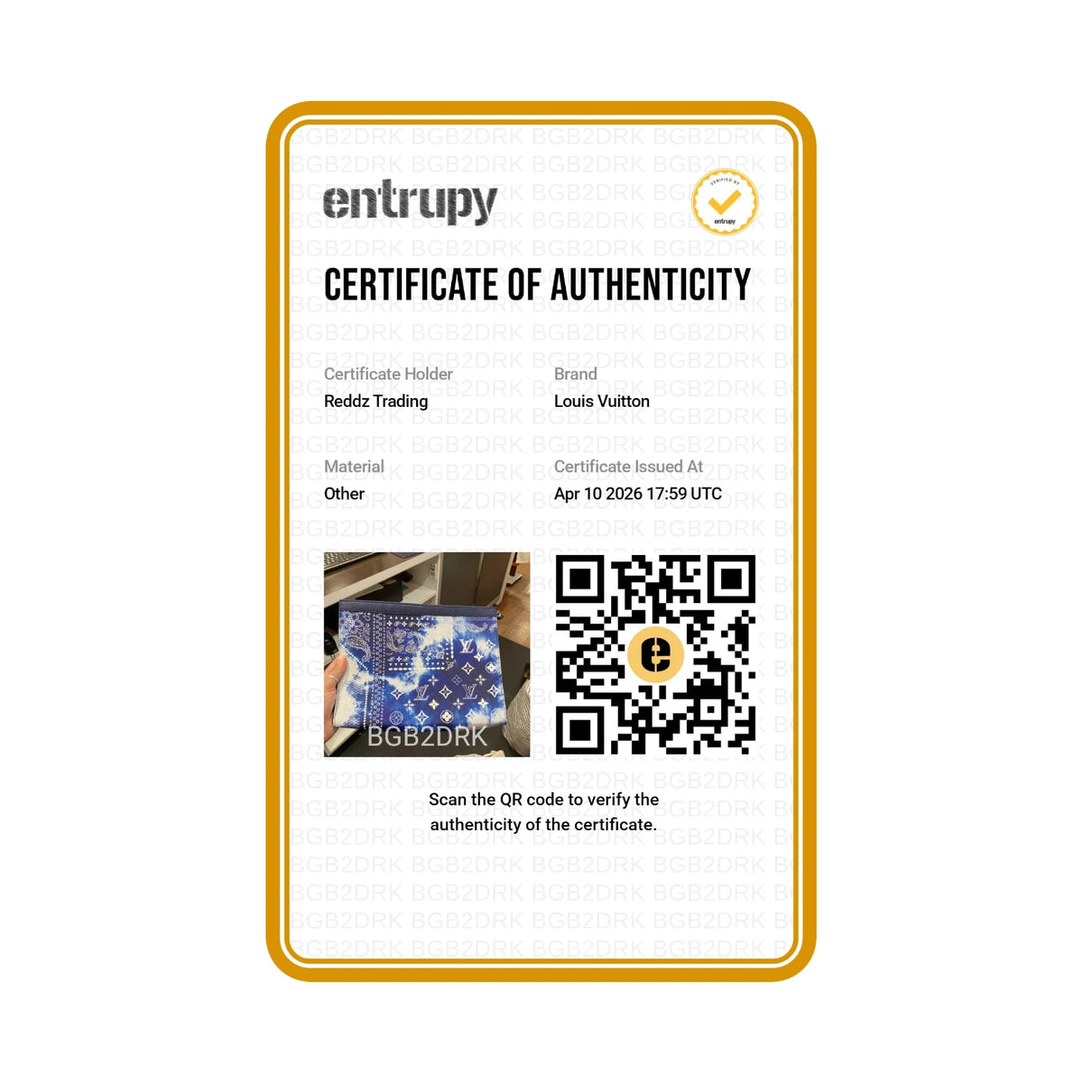 Authentication certificate