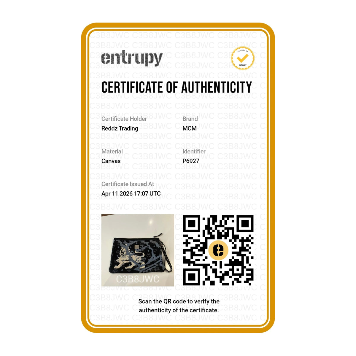 Authentication certificate