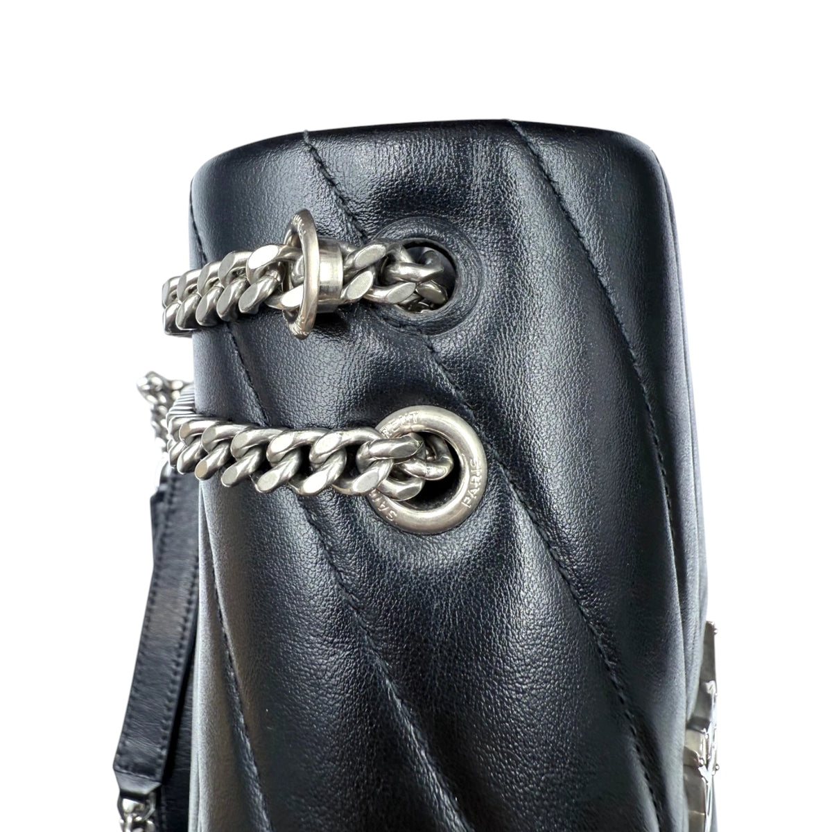Saint Laurent Calfskin Quilted Chevron Loulou Small Shoulder Bag