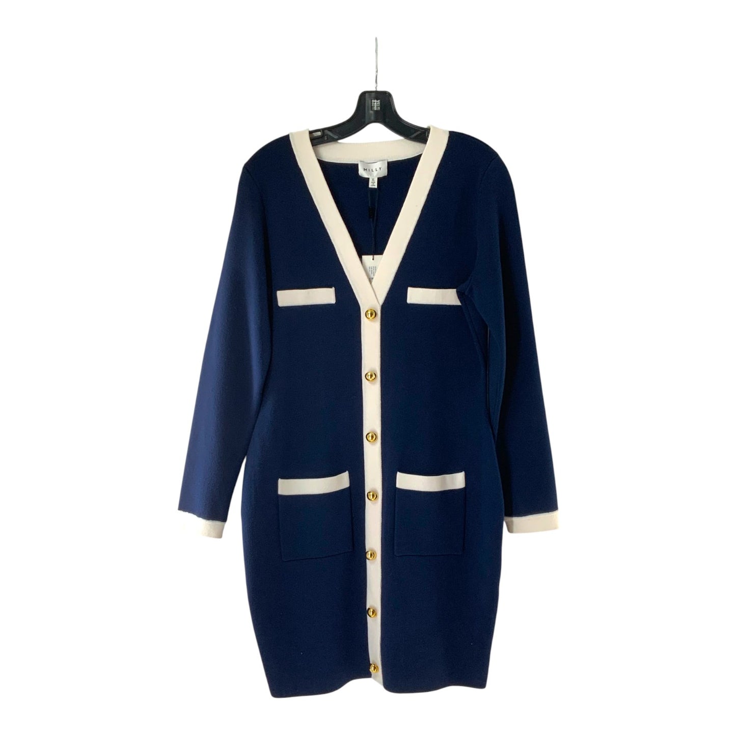 Milly Navy Blue and White Fitted Faux Cardi Case