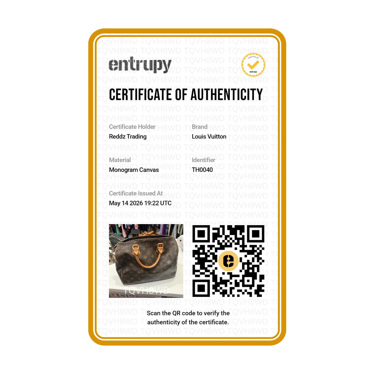 Authentication certificate