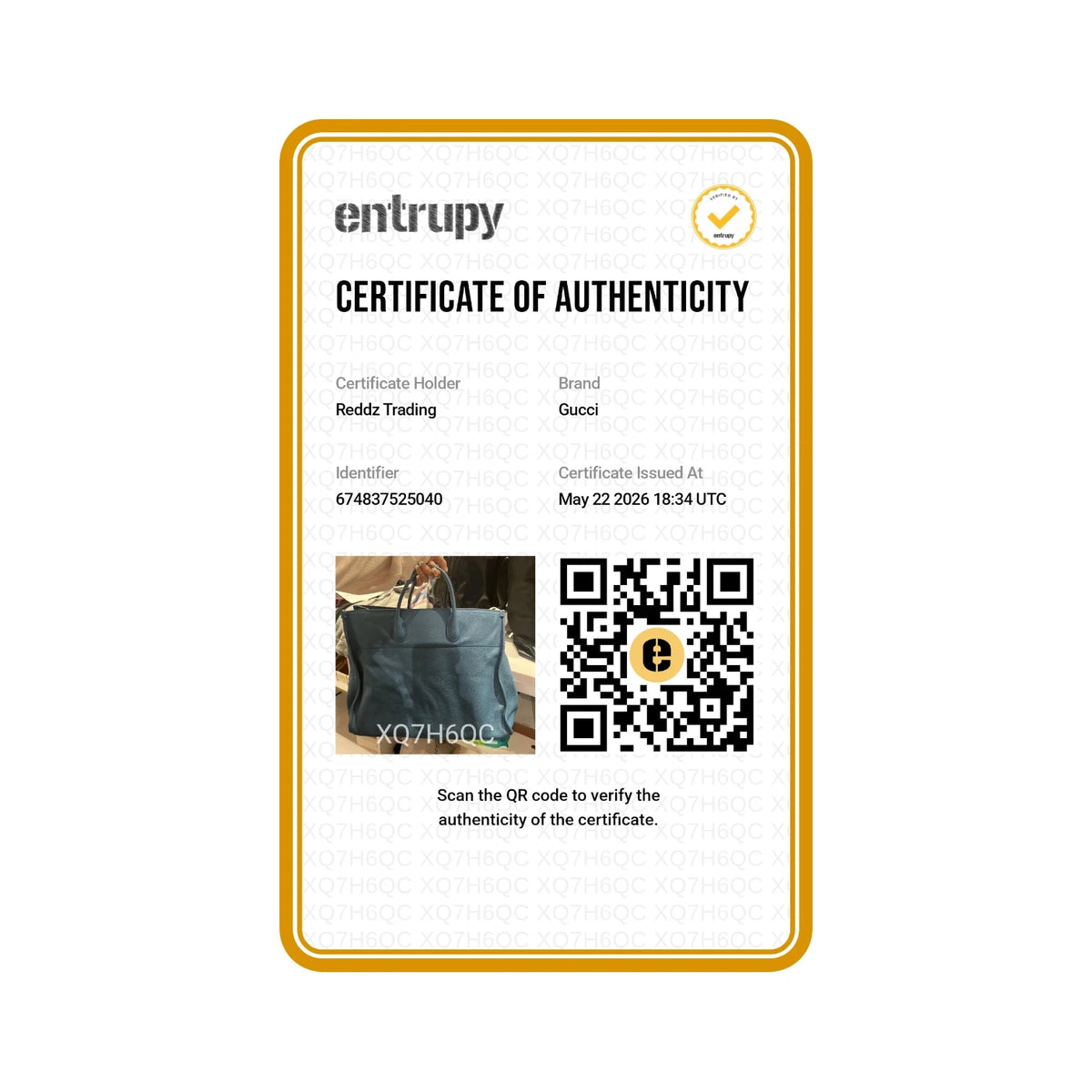 Authentication certificate