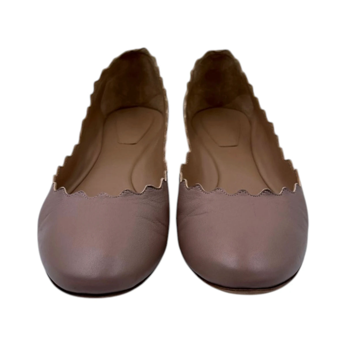 Chloé Lauren Scalloped Leather Ballet Flats