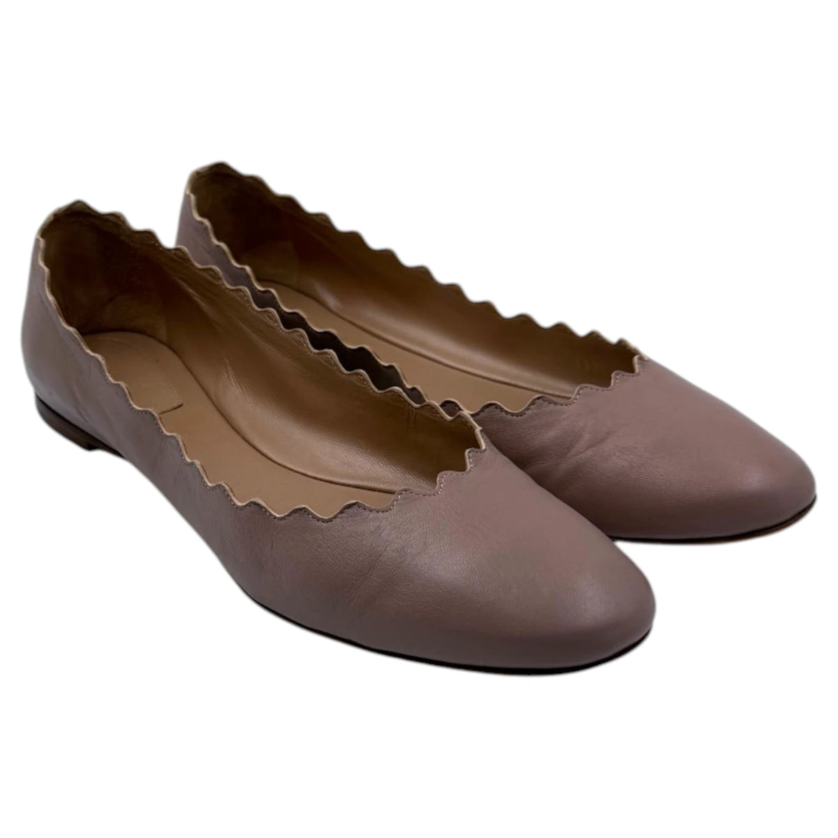 Chloé Lauren Scalloped Leather Ballet Flats