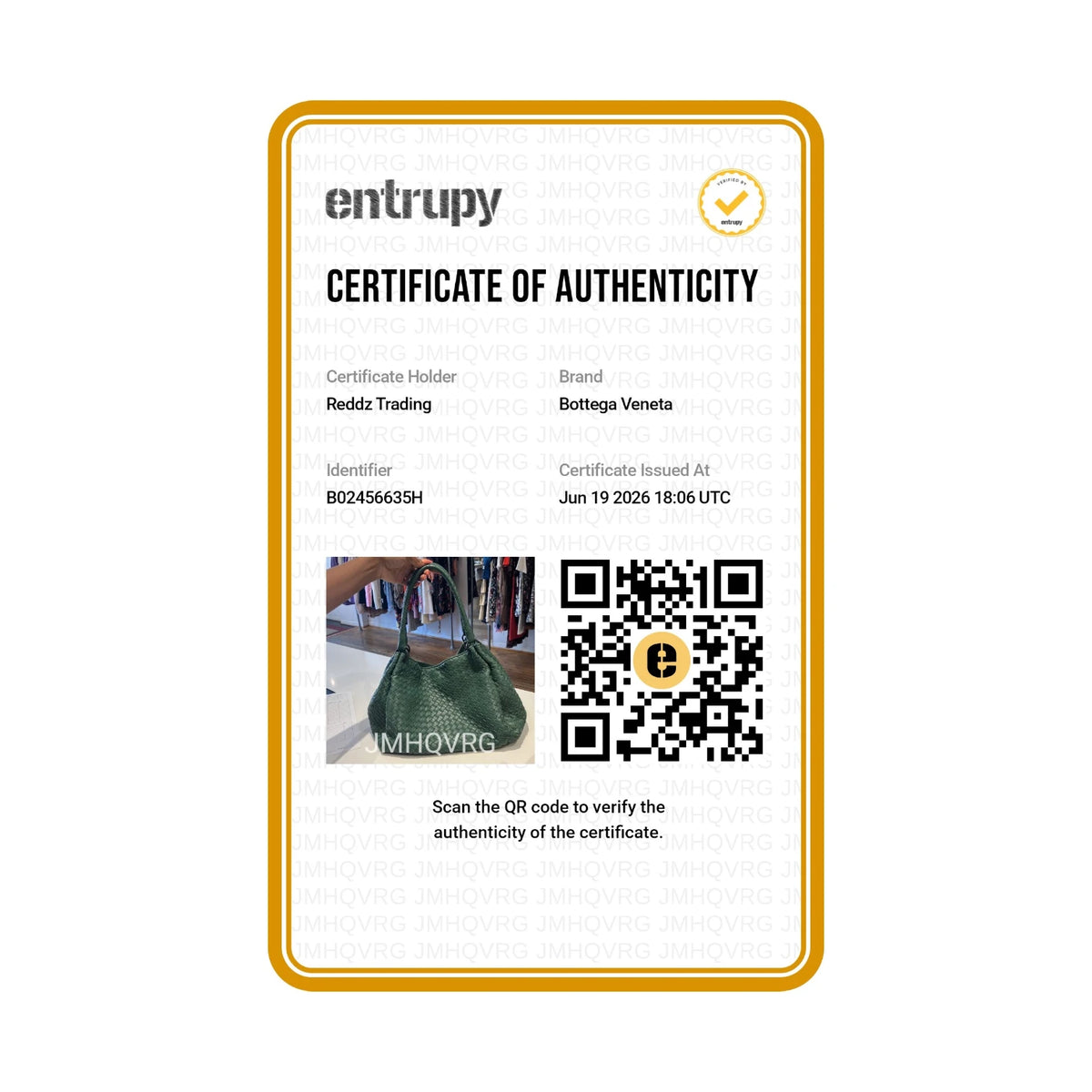 Authentication certificate