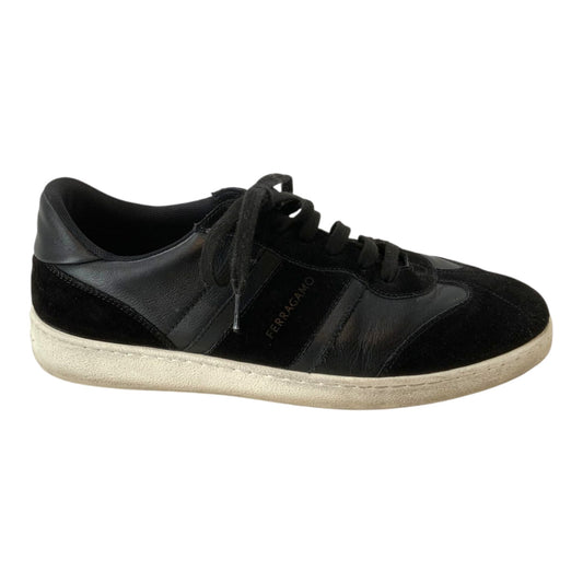 Salvatore Ferragamo Black Suede and Leather Sneakers