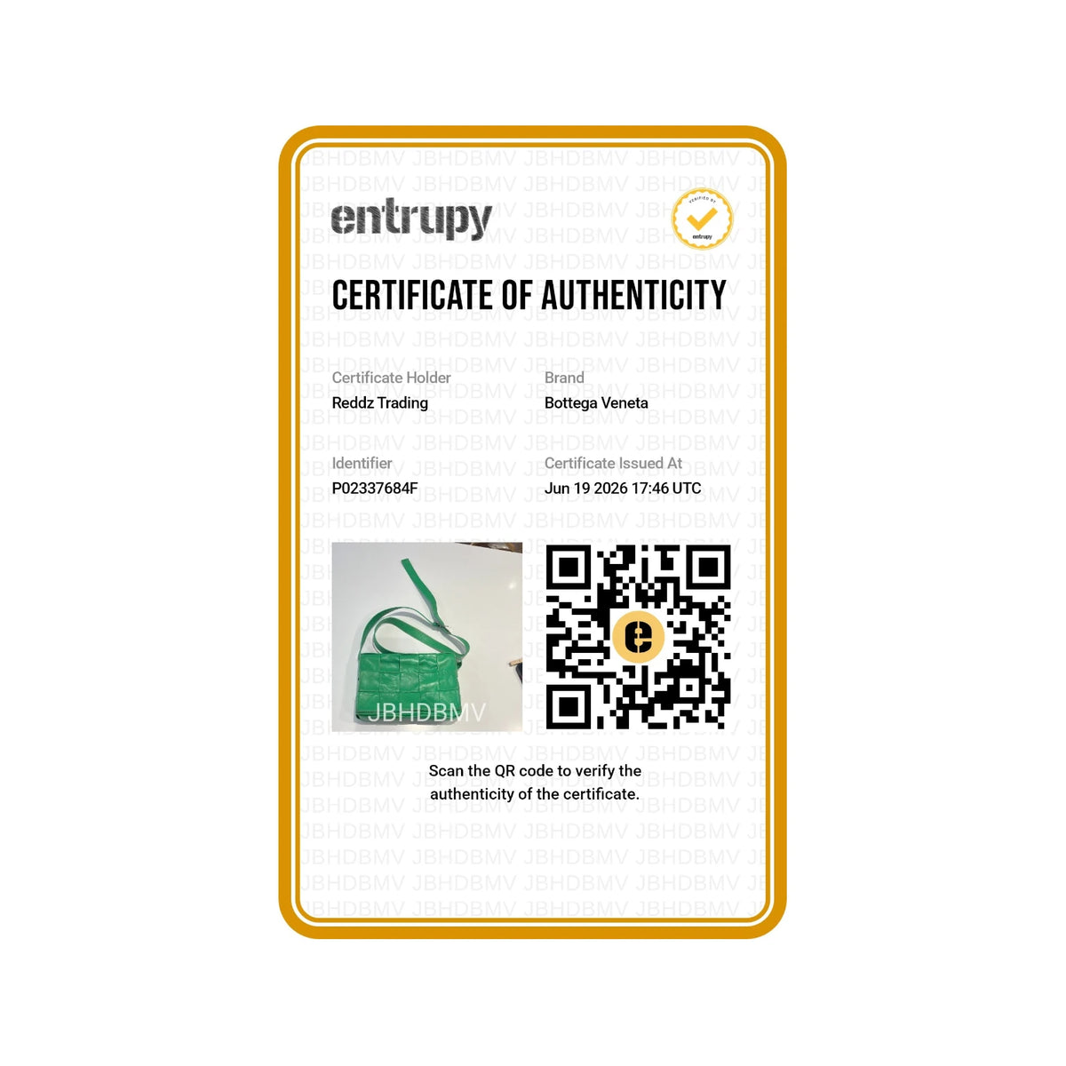 Authentication certificate