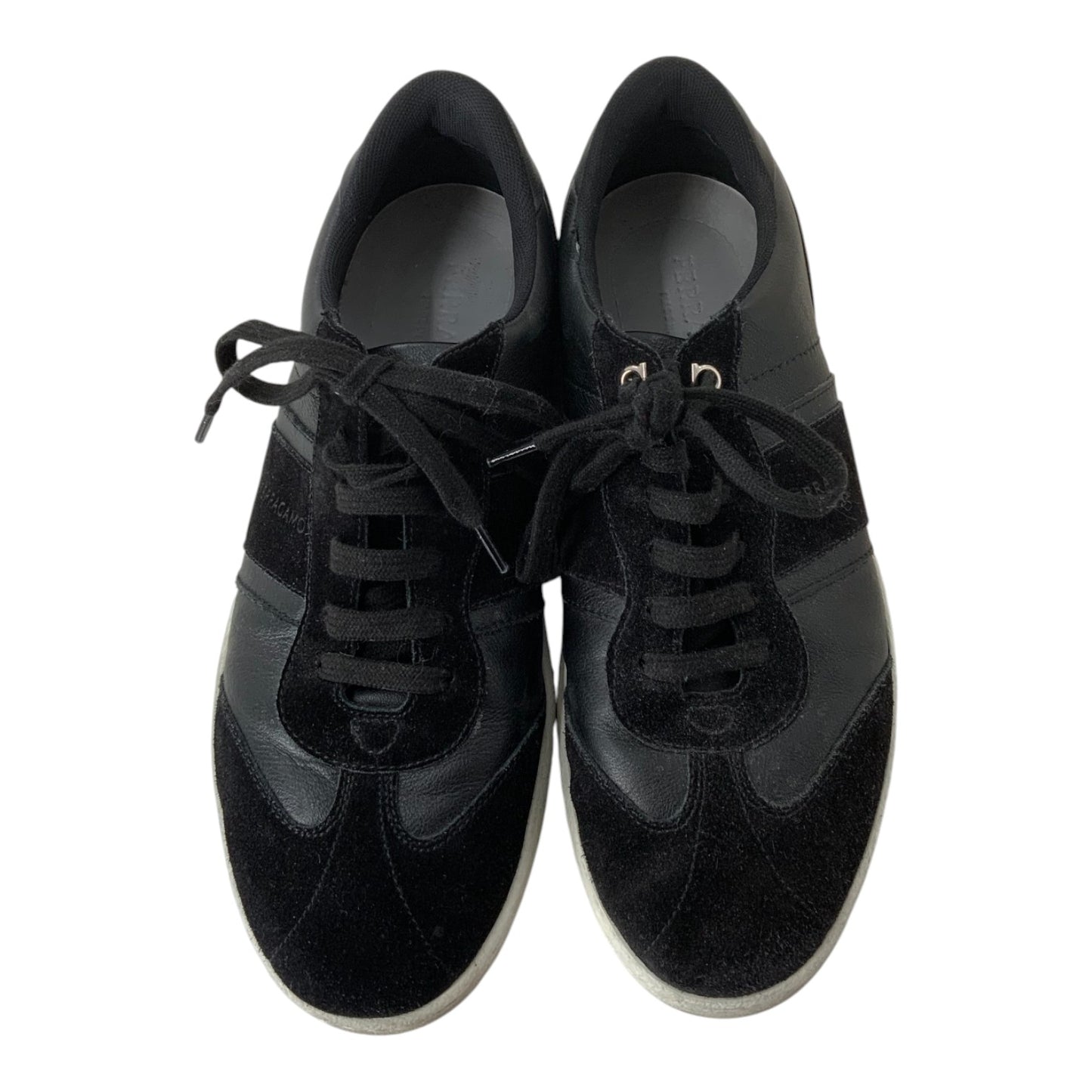 Salvatore Ferragamo Black Suede and Leather Sneakers