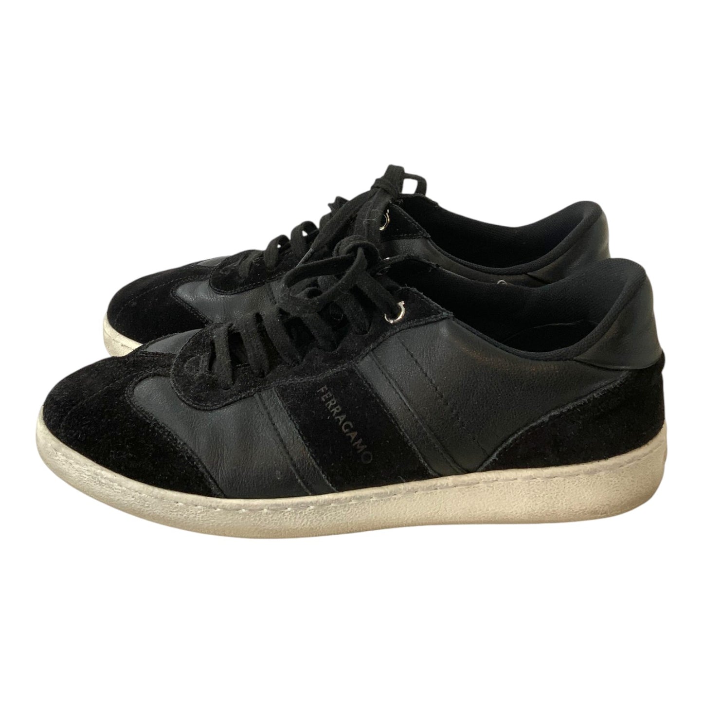 Salvatore Ferragamo Black Suede and Leather Sneakers