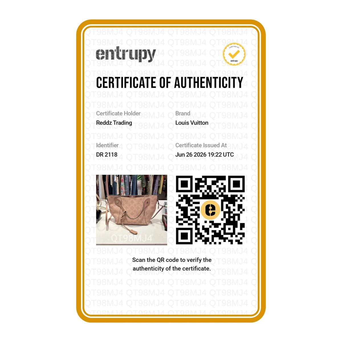 Authentication certificate