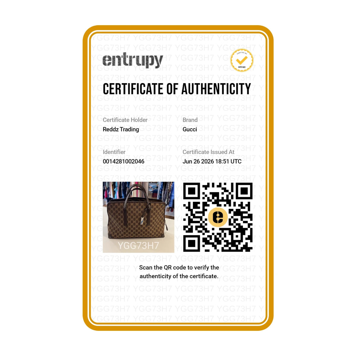 Authentication certificate