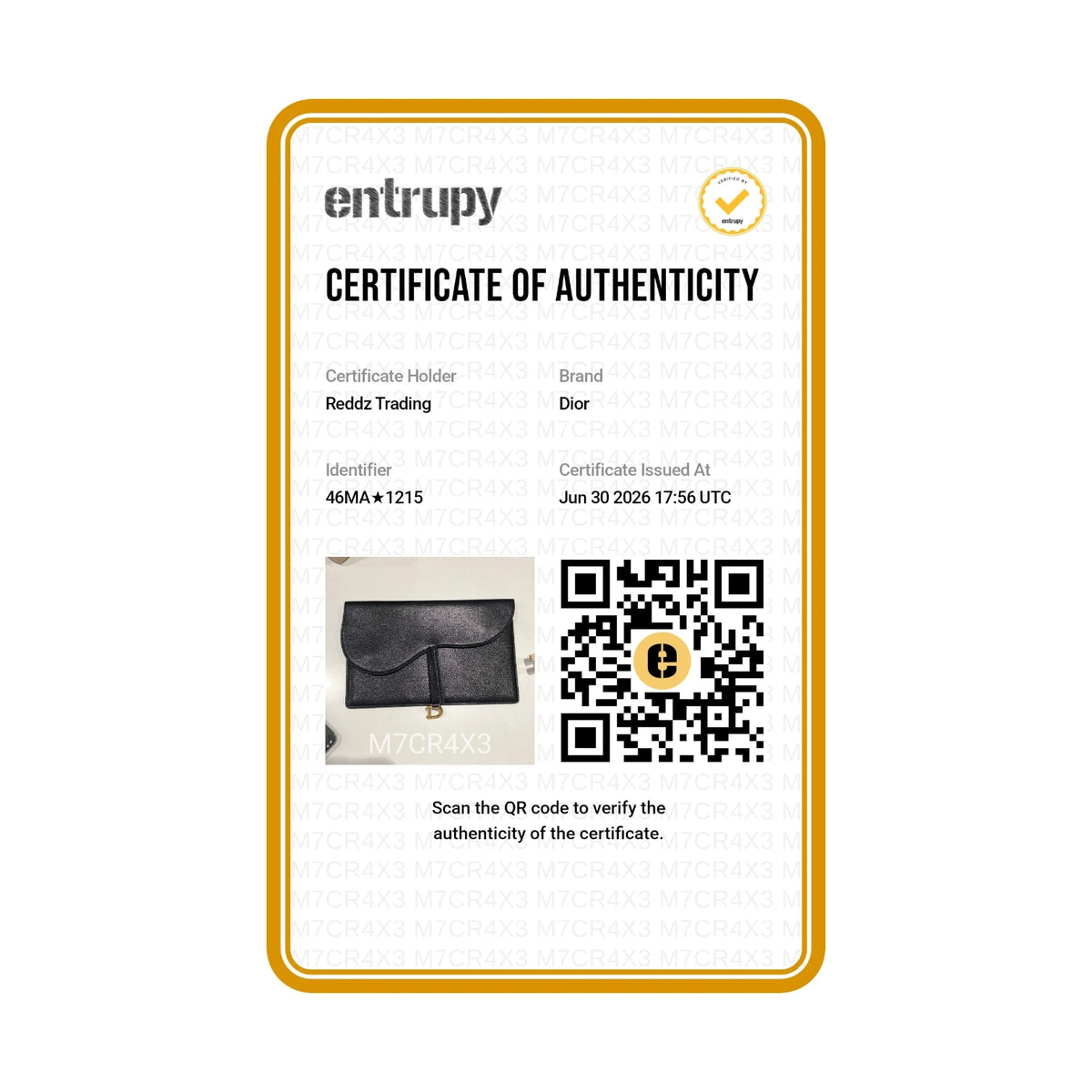 Authentication certificate