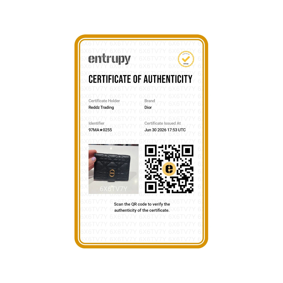Authentication certificate