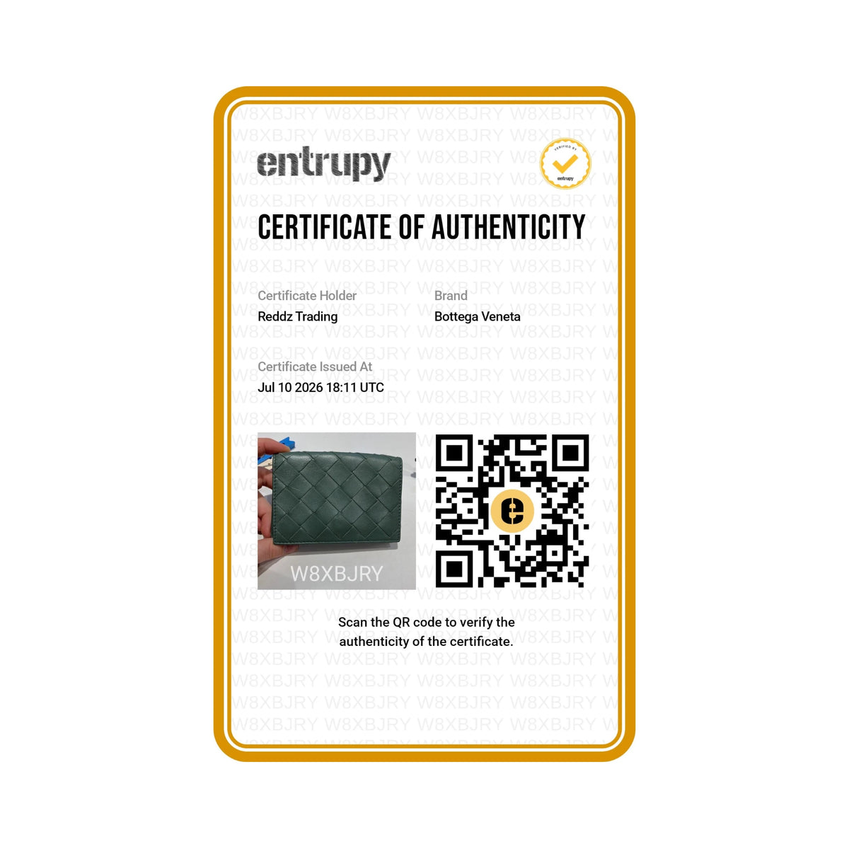 Authentication certificate