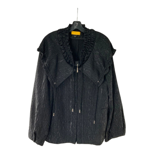 St. John Black Cinching Zip-Up Sweater Jacket
