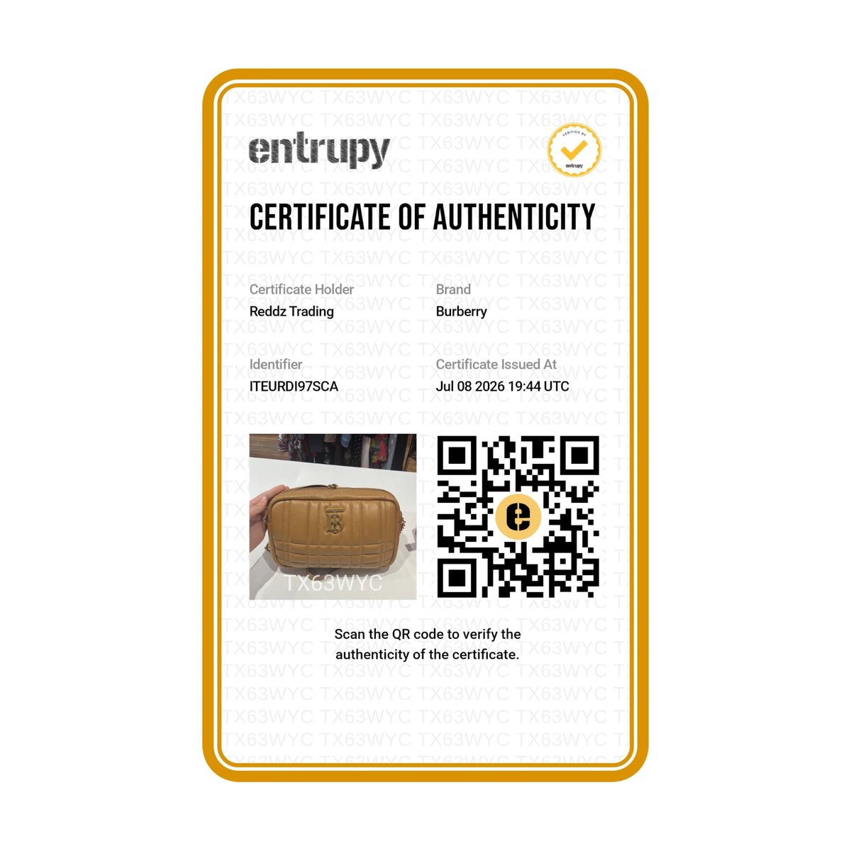 Authentication certificate