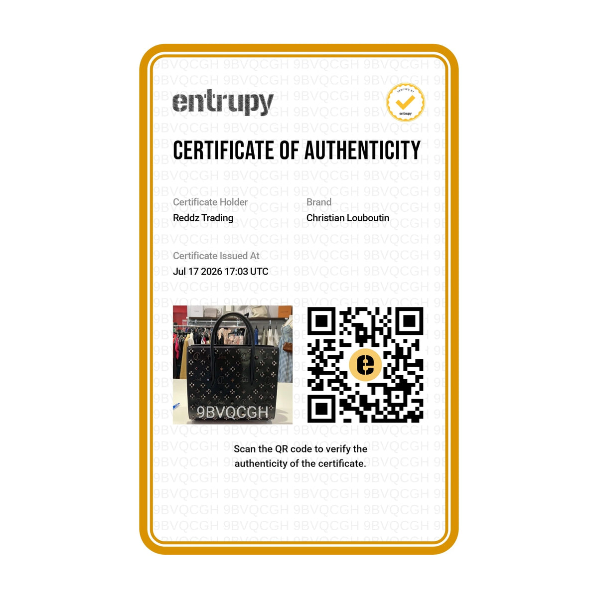 Authentication certificate