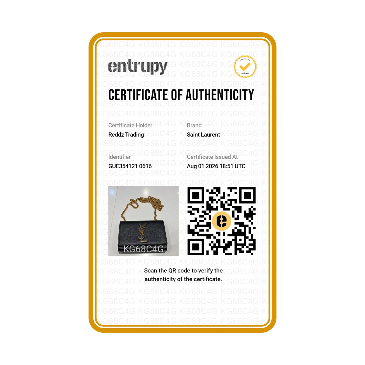 Authentication certificate