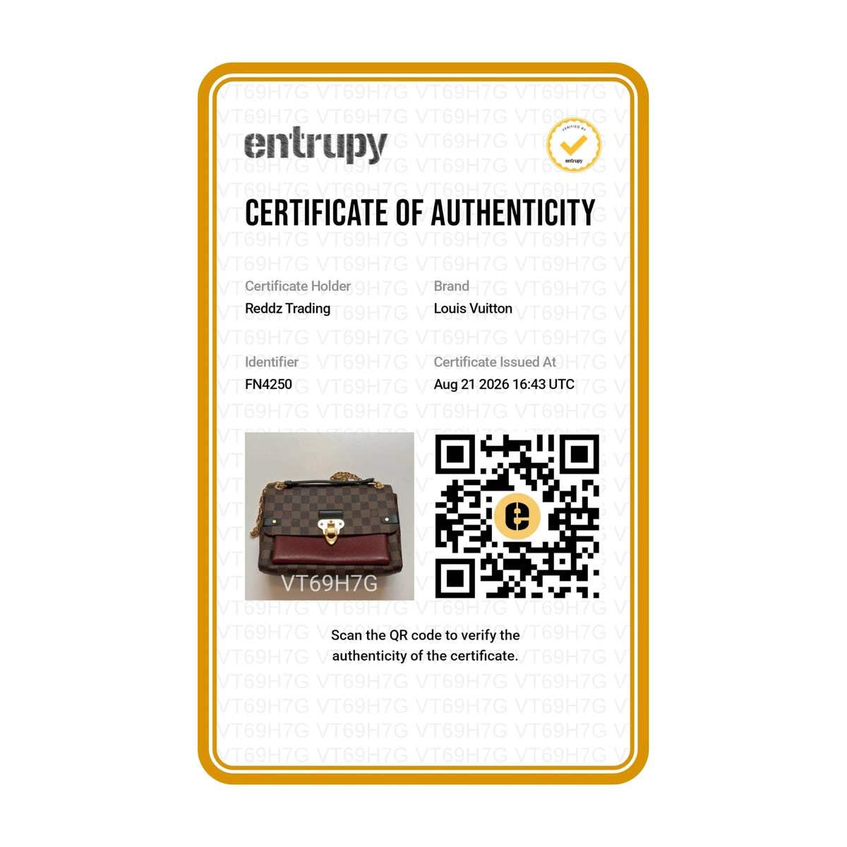 Authentication certificate